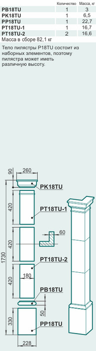 Пилястра P18TU - изображение товара каталога Архистиль