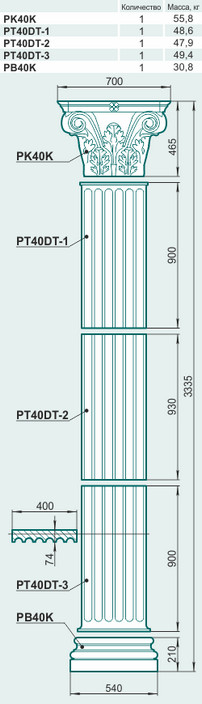 Пилястра P40K - изображение товара каталога Архистиль