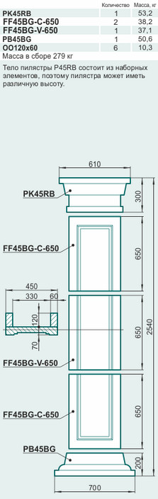 Пилястра P45RB - изображение товара каталога Архистиль