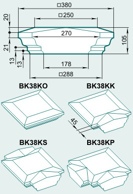 Крышка тумбы BK38K - изображение товара каталога Архистиль