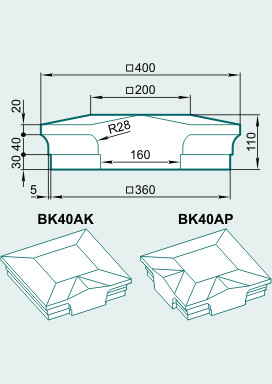 Крышка тумбы BK40A - изображение товара каталога Архистиль