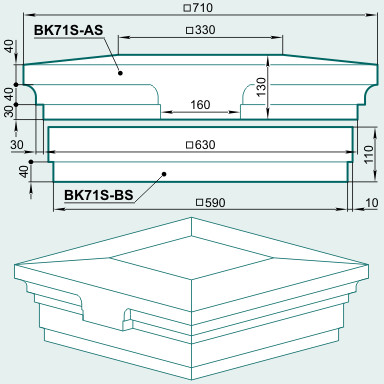 Крышка тумбы BK71S-AS - изображение товара каталога Архистиль