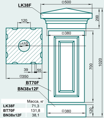 Столб BT70FSB - изображение товара каталога Архистиль