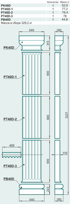 Пилястра P40D - Изображение каталога Архистиль