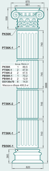 Пилястра P56K - Изображение каталога Архистиль