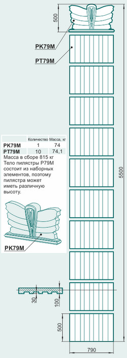 Пилястра P79M - Изображение каталога Архистиль